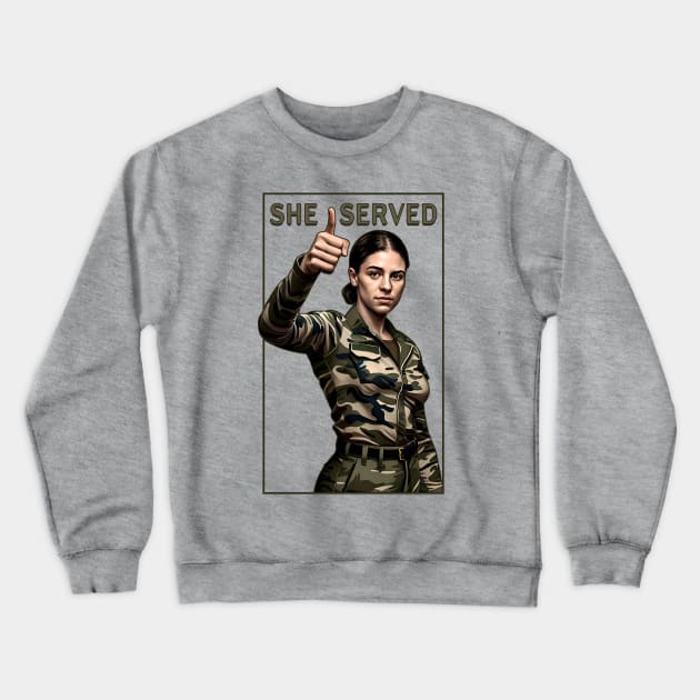 She Served Woman Veteran Crewneck Sweatshirt by triggerleo